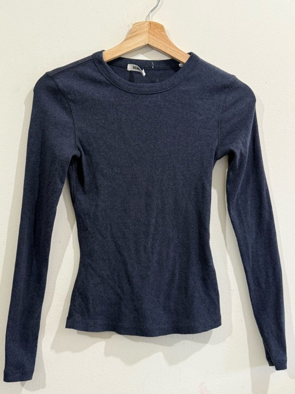 Buck Mason Slim Long-Sleeve Crewneck Top in Navy